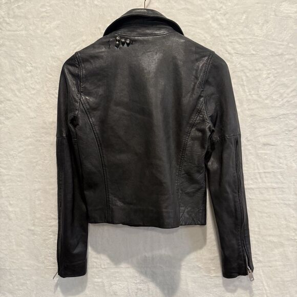 Walter Baker Women’s Leather Jacket XS Black Lambskin Motorcycle Studs Grunge - Picture 10 of 16